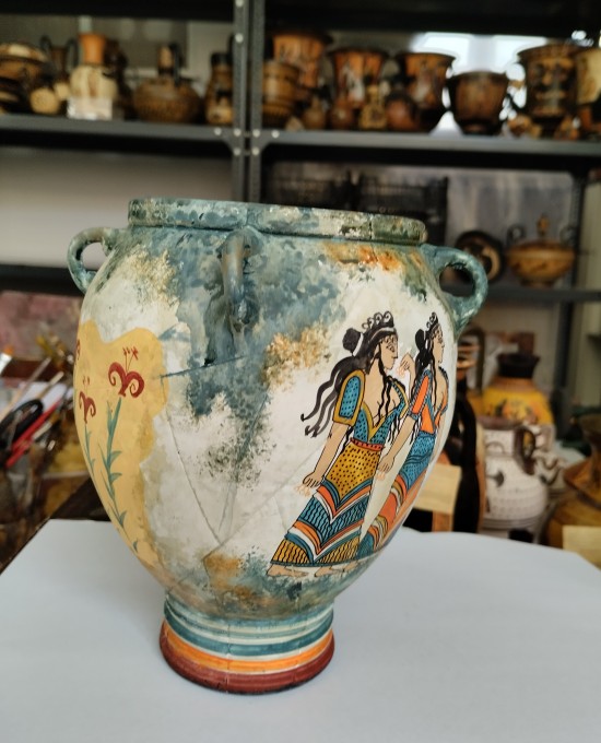 KR-20-425 Θηραικά , πυθάρι 4 χέρια ,20cm.